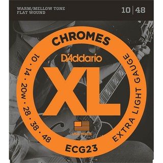 D'AddarioElectric Guitar Strings XL Chromes Flat Wound ECG23 (Extra Light/10-48)