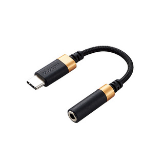 ELECOMAD-C35SDBK USB Type-Cオス-3.5mm4極ステレオミニジャック変換ケーブル ハイレゾ対応 高耐久モデル 0.1m