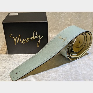 moody MOODY STRAP 2.5" LEATHER BACKED GUITAR STRAP - Light Green/Cream