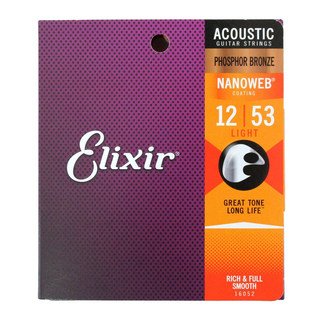 Elixir エリクサー 16052 NANOWEB PHOSPHOR BRONZE LIGHT 12-53 アコースティックギター弦