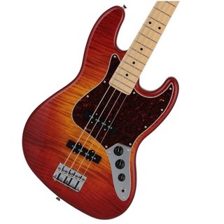 Fender 2024 Collection Made in Japan Hybrid II Jazz Bass Maple Fingerboard Flame Sunset Orange Transparent
