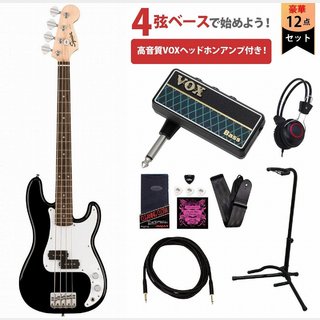 Squier by Fender Mini Precision Bass Laurel FB Black VOXヘッドホンアンプ付属エレキベース初心者セットR【WEBSHOP】