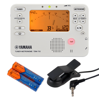YAMAHAチューナーメトロノーム ヤマハ YAMAHA TDM-710IV アイボリー 電池 コンタクトマイク付きセット
