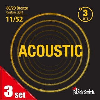 Black Smith BR-1152-3P Custom Light (011 - 052)  6 strings  [高品位なUSA素材用いたアコースティック弦3パックセッ