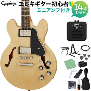 EpiphoneES-339 Natural エレキギター 初心者14点セット ミニアンプ付き セミアコギター
