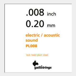 Galli Strings PS008 - Single String Plain Steel エレキギター／アコースティック用バラ弦 .008【横浜店】