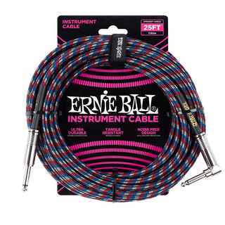 ERNIE BALL アーニーボール ＃6063 25ft Braided Cables Black / Red / Blue / White ギターケーブル