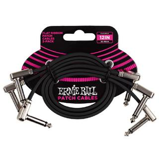 ERNIE BALL FLAT RIBBON PATCH CABLE 12INCH(30.48cm) - BLACK - 3 PACK  3本セット