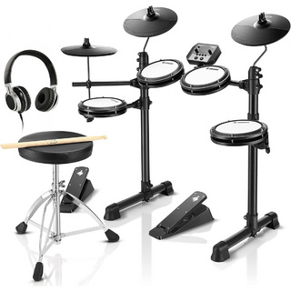 DONNER DED-80 Black 電子ドラムセット オールメッシュパッド イス/スティック/ヘッドフォン付属 コンパクトサイズ