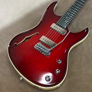 Valenti Guitars Nebula Carved Semihollow, Trans Red Burst【WEBSHOP在庫】
