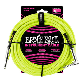 ELK #6085 18' Braided Straight / Angle Instrument Cable Neon - Yellow【数量限定特価】