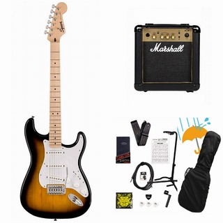 Squier by Fender Sonic Stratocaster Maple FB WH PG 2-Color Sunburst Marshall MG10アンプ付属エレキギター初心者セットR