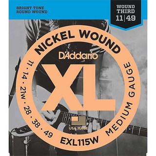 D'AddarioXL Nickel Electric Guitar Strings EXL115W (Blues， Jazz Rock， Wound 3rd/11-49)