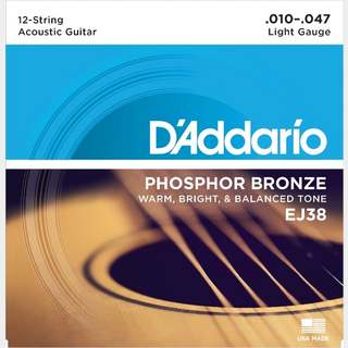 D'Addario Phosphor Bronze EJ38 Light 10-47 12-Strings アコギ弦【御茶ノ水本店】
