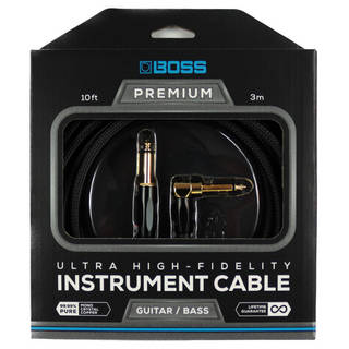 BOSSボス BIC-P10A Premium Instrument Cable 3M 片側L型プラグ ギター ベース用プレミアムケーブル