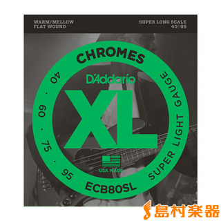 D'Addario ECB80SL ベース弦 XL Chromes Flat Wound スーパーライトゲージ 040-095 【スーパーロングスケール】
