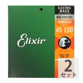 Elixirエリクサー 14052 NANOWEB 4-String Light Long Scale エレキベース弦 ×2セット