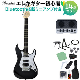 BacchusGS-Mini BLK エレキギター初心者14点セット Bluetooth搭載ミニアンプ付