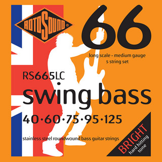 ROTOSOUND Swing Bass 66 Medium 5-Strings Set Stainless Steel Roundwound, RS665LC (.040-.125)