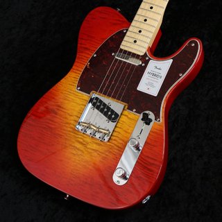 Fender 2024 Collection Made in Japan Hybrid II Telecaster Maple Fingerboard Flame Sunset Orange Transparent