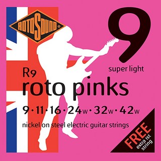ROTOSOUNDElectric Guitar Strings R9 Roto Pinks - Super Light