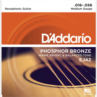 D'Addario EJ42 フォスファーブロンズ 16-56 リゾネーターミディアムゲージアコースティックギター/リゾネーターギタ