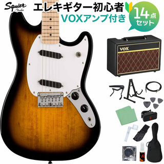 Squier by Fender SONIC MUSTANG 2-Color Sunburst エレキギター初心者14点セット【VOXアンプ付き】 ムスタング