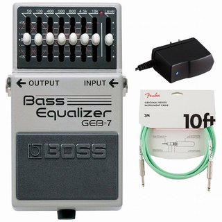 BOSS GEB-7 Bass Equalizer ベースイコライザー 純正アダプターPSA-100S2+Fenderケーブル(Surf Green/3m) 同時購