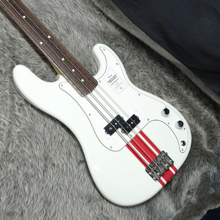 Fender 2023 Collection Made in Japan Traditional 60s Precision Bass RW Olympic White with Red Competition