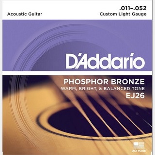 D'AddarioPHOSPHOR BRONZE Acoustic Strings EJ26 Custom Light 11-52 【渋谷店】