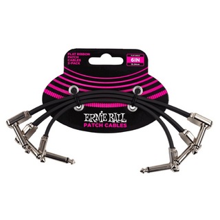 ERNIE BALL アーニーボール 6221 6" Flat Ribbon Patch Cable 3-Pack  Black フラットパッチケーブル