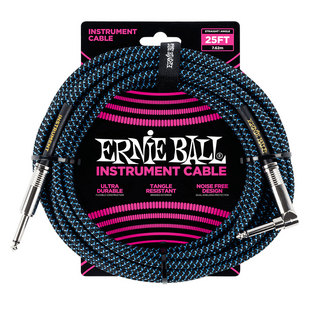 ERNIE BALL アーニーボール ＃6060 25ft Braided Cables Black / Blue ギターケーブル