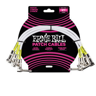 ERNIE BALLアーニーボール 6055 1’ ANGLE/ANGLE PATCH CABLE 3-PACK WHITE パッチケーブル 3本セット