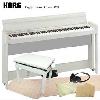 KORG 【Bluetooth対応】電子ピアノ C1-air ホワイト「本体と椅子のマット付」KORG C1-air WH