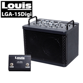 LouisLGA-15Digi ギターアンプ  黒 Bluetooth・リズムマシーン・ルーパー搭載 充電4時間駆動バッテリ