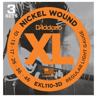 D'Addario ダダリオ 【3セットパック×2個】 D'Addario 10-46 EXL110-3D Regular Light エレキギター弦