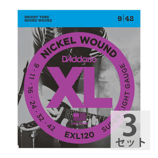 D'Addario ダダリオ 【3セット】 D'Addario 09-42 EXL120 Super Light エレキギター弦