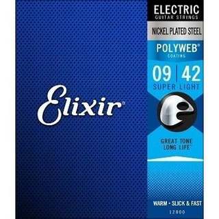 Elixir POLYWEB with ANTI-RUST #12000 Super Light 09-42 エレキギター弦 ポリウェブ エリクサー【福岡パルコ店】