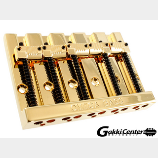 ALLPARTS5-String Grooved Omega Bass Bridge Gold/6079