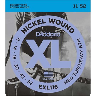 D'Addario XL Nickel Electric Guitar Strings EXL116 (Medium Top， Heavy Bottom/11-52)