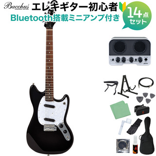 Bacchus BMS-1R BLK エレキギター初心者14点セット Bluetooth搭載ミニアンプ付