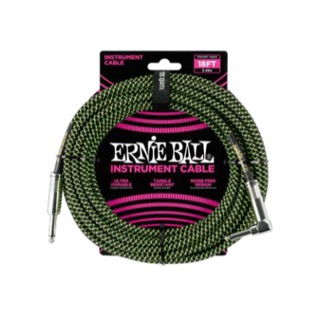 ERNIE BALL アーニーボール P06082 18' INSTRUMENT CABLE STRAIGHT/ANGLE BLACK/GREEN ギターケーブル