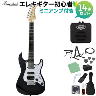 Bacchus GS-Mini BLK エレキギター 初心者14点セット 【ミニアンプ付き】 ユニバース シリーズ