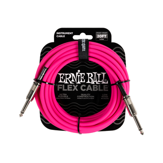 ERNIE BALL アニーボール EB 6418 FLEX CABLE 20’ SS  PK 20フィート 両側ストレートプラグ ピンク ギターケーブル