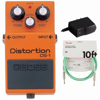 BOSS DS-1 Distortion ディストーション 純正アダプターPSA-100S2+Fenderケーブル(Surf Green/3m) 同時購入セッ