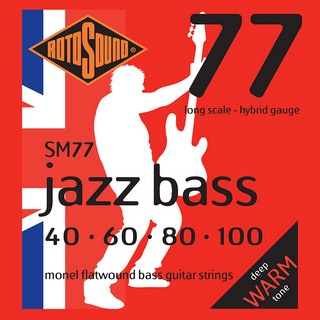 ROTOSOUND Jazz Bass 77 Hybrid Monel Flatwound, SM77 (.040-.100)