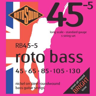 ROTOSOUND Roto Bass Standard 5-Strings Set Nickel on Steel Roundwound, RB45-5 (.045-.130)