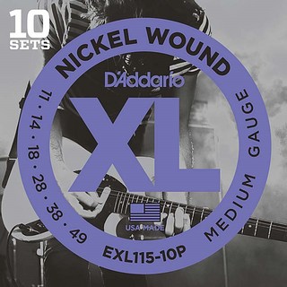 D'Addario XL Nickel Multi-Packs Electric Guitar Strings EXL115-10P [10 Set Pack]