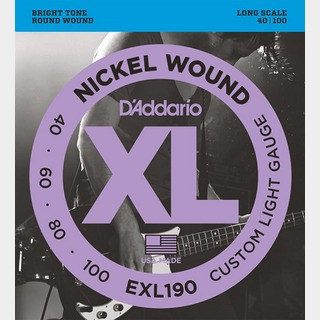 D'Addario EXL190 ニッケル 40-100 カスタムライトエレキベース弦