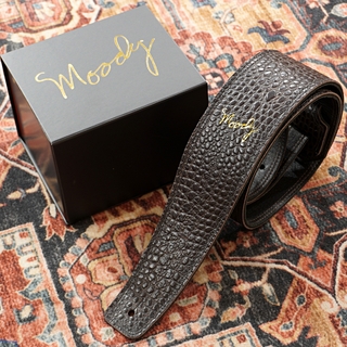 moody 2.5" Faux Gator Leather Backed Guitar Strap - DarkBrown/Black Standard
